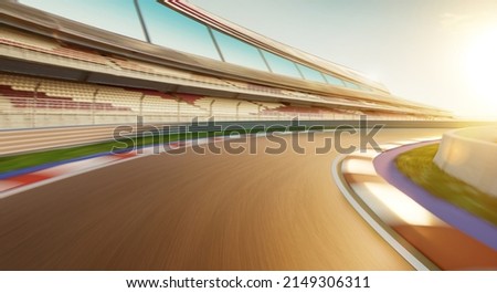 Motion blurred racetrack,sunset mood .
