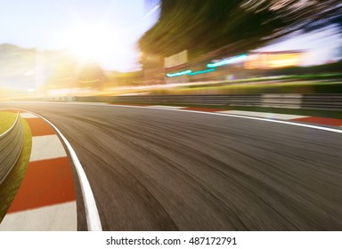Motion blurred racetrack,sunset scene