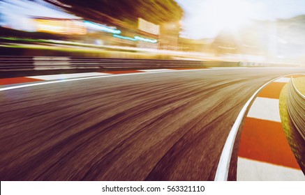 Motion blurred racetrack,sunset scene