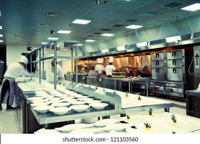 Motion Chefs Of A Restaurant Kitchen