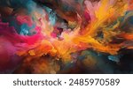 Motion color explosion smoke swirling in dynamic waves, with vibrant hues blending and intertwining in a chaotic yet harmonious dance of color and texture, evoking a sense of movement and energy, Art