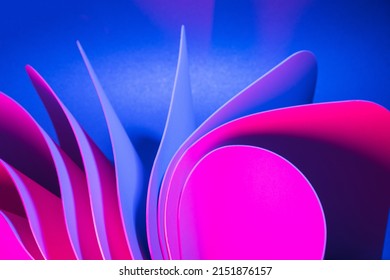 Motion flow elements with neon led illumination. Futuristic abstract background.