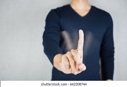 Motion Of No Sign By Index Finger, Reject Body Gesture Concept