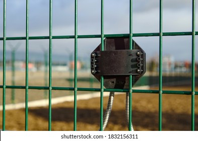 Motion sensor on a security fence.