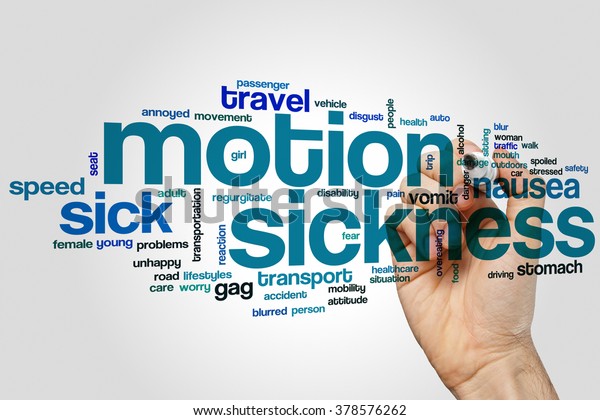 Motion sickness word cloud\
concept