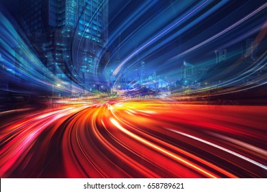 Motion Speed Effect With City Night Illustration