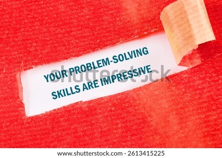 A motivational message highlighting impressive problem-solving skills is displayed against a vibrant red background, emphasizing encouragement and positivity.