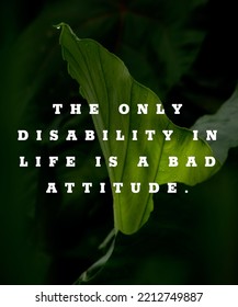 Motivational Quote About Bad Attitude The Only Disability In Life Is A Bad Attitude