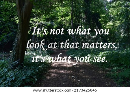 Motivational quote on nature background - It's not what you look at that matters, its' what you see.