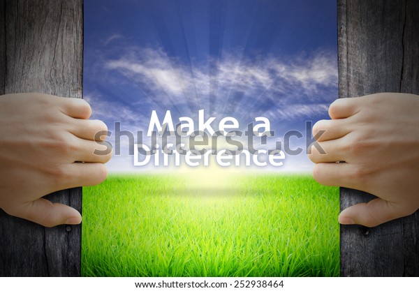 Motivational Quotes Make Difference Hands Opening Stock Photo