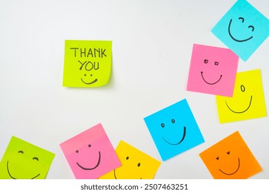 Motivational words for personal development, thank you, inspirational handwriting on sticky notes - Powered by Shutterstock