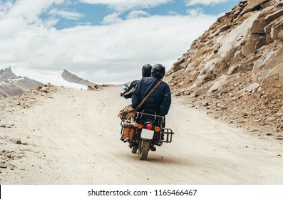 Motobike Travelers Ride In Indian Himalaya Roads