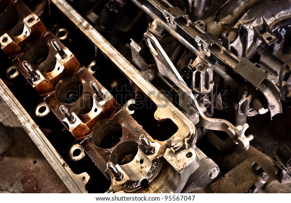 Motor block of a car\
closeup