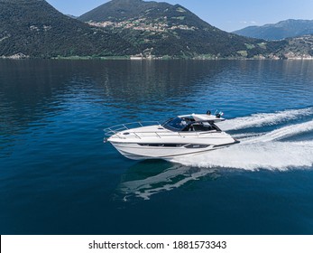 Motor Boat In Navigation Aerial View