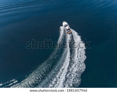motor boat in navigation aerial view
