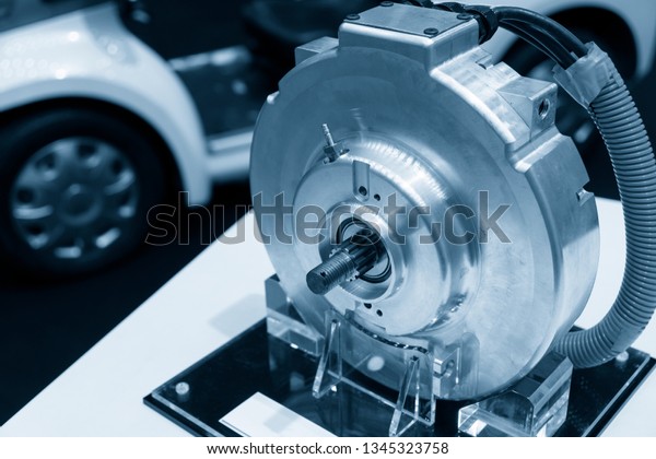 The  motor of electric vehicle. The electric car\
parts detail.