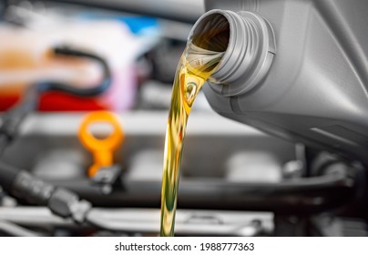 Motor Oil, Car Engine Closeup