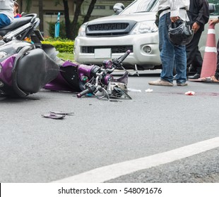 Motorbike Accident On The City Street.