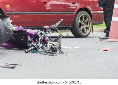 Motorbike Accident On The City Street.