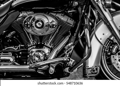 Motorbike Engine In Black And White