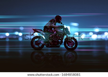 Motorbike with futuristic lighting effects