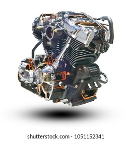 Motorbike, Motorcycle  Engine Isolated On White Background. This Has Clipping Path.     