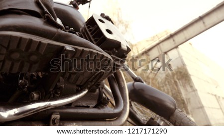 Similar – Image, Stock Photo Black motorcycle on road over nature background