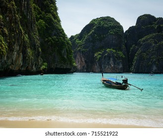 A Motorboat On The Sea In Koh Phi Phi, Thailand. Ko Phi-Phi Was Devastated By The Indian Ocean Tsunami Of December 2004.