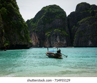 A Motorboat Waiting On The Beach In Koh Phi Phi, Thailand. Ko Phi-Phi Was Devastated By The Indian Ocean Tsunami Of December 2004.