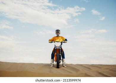 Motorcross Rider With Raised Hand Front View