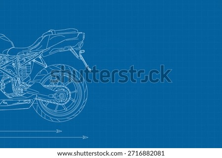Motorcycle blueprint technical background. Blueprint background