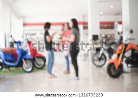Motorcycle business, background, motorcycle showroom, blurry abstract, blurred background and can be an illustration of motorcycle parking articles