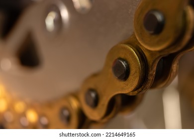 Motorcycle Chain Link Close Up.