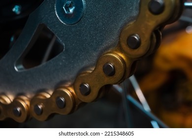 Motorcycle Chain Link Close Up.