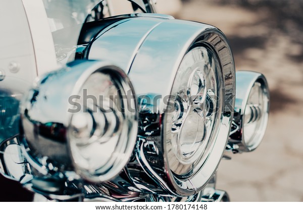 Motorcycle chrome headlights,\
in color