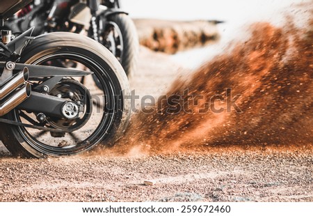 motorcycle dirt , close up wheel
