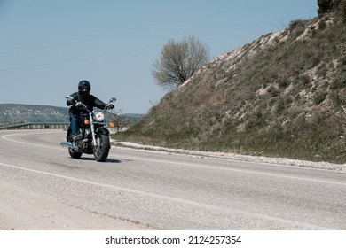 
Motorcycle Driver Rides On The Road On A Yamaha Bike