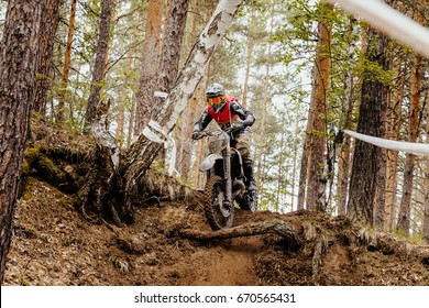 motorcycle enduro racing motocross in forest downhill - Powered by Shutterstock