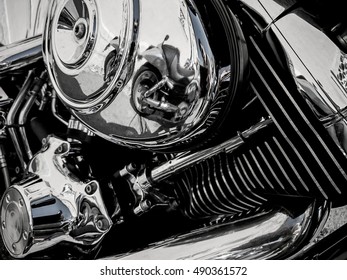 Motorcycle Engine As Background, Close Up