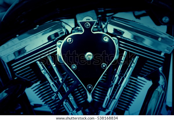 Motorcycle engine, detail of an engine in a\
high-powered motorcycle, vehicle\
transport