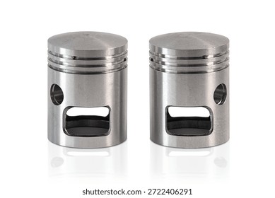 Motorcycle engine piston isolated on white background.