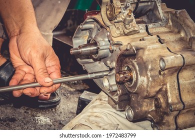 Motorcycle Engines Dismantling Assembly Maintenance Engine Stock Photo