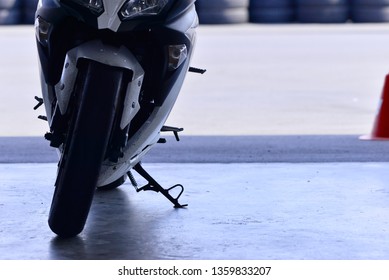 Motorcycle Kickstand On The Floor.