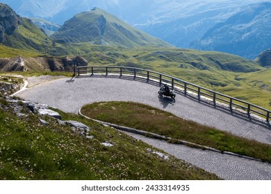 Motorcycle on Grossglockner mountain road