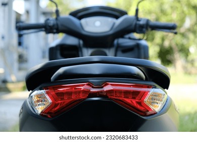 The motorcycle parts. the rear light cover seen from behind
