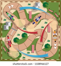 Motorcycle Racing. Board game. View from above. Raster version.