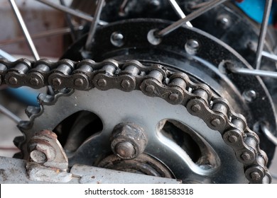 Motorcycle Rear Wheel The Chain On The Motorcycle Wheel