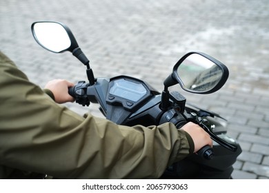 Motorcycle Rider Hands On Handle Bar