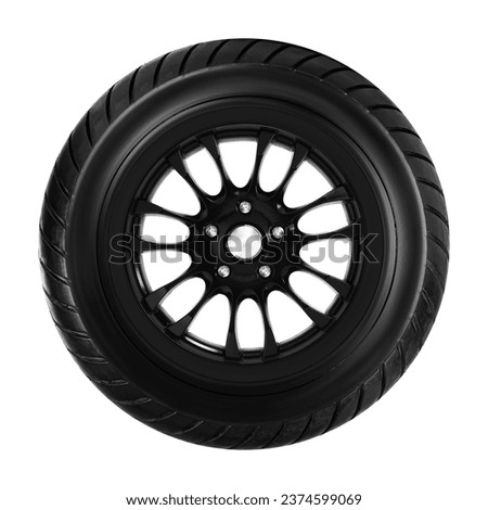 Motorcycle and Scooter tire and wheel black colour, isolated on white background 