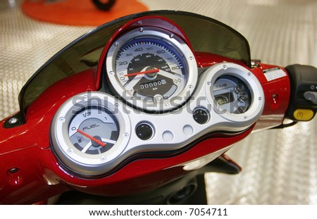 Motorcycle speedometer bord close up